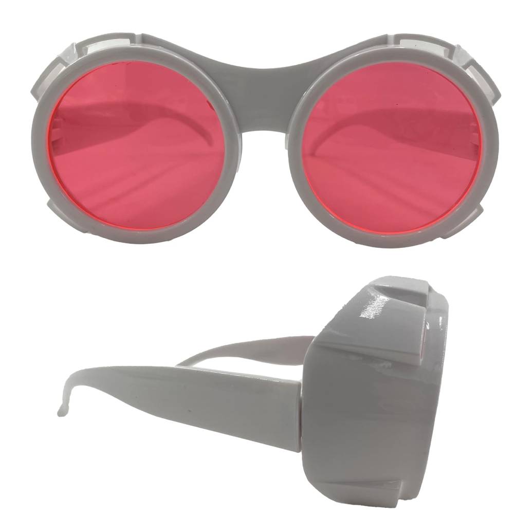 Gafas de Sol Steampunk de Goti de Estilo Retro Futurista – Lentes Rosa con Montura Blanca | Cosplay, Carnaval, Halloween y Festivales – Estilo Unisex