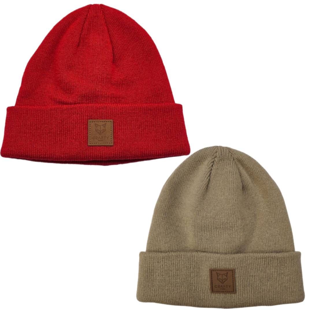 Pack Duo Beanie Estilo Urbano y Calidez Premium. Pack 2 Gorros de Punto Ajustables (Rojo & Beige)