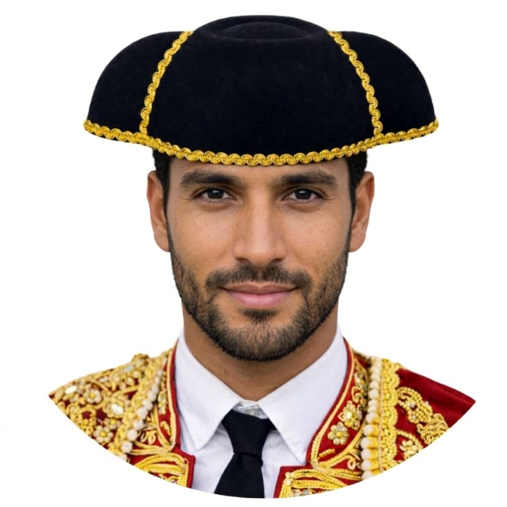 Montera de Torero para Disfraz Adulto - Sombrero Español para Carnaval, Halloween y Fiestas Temáticas