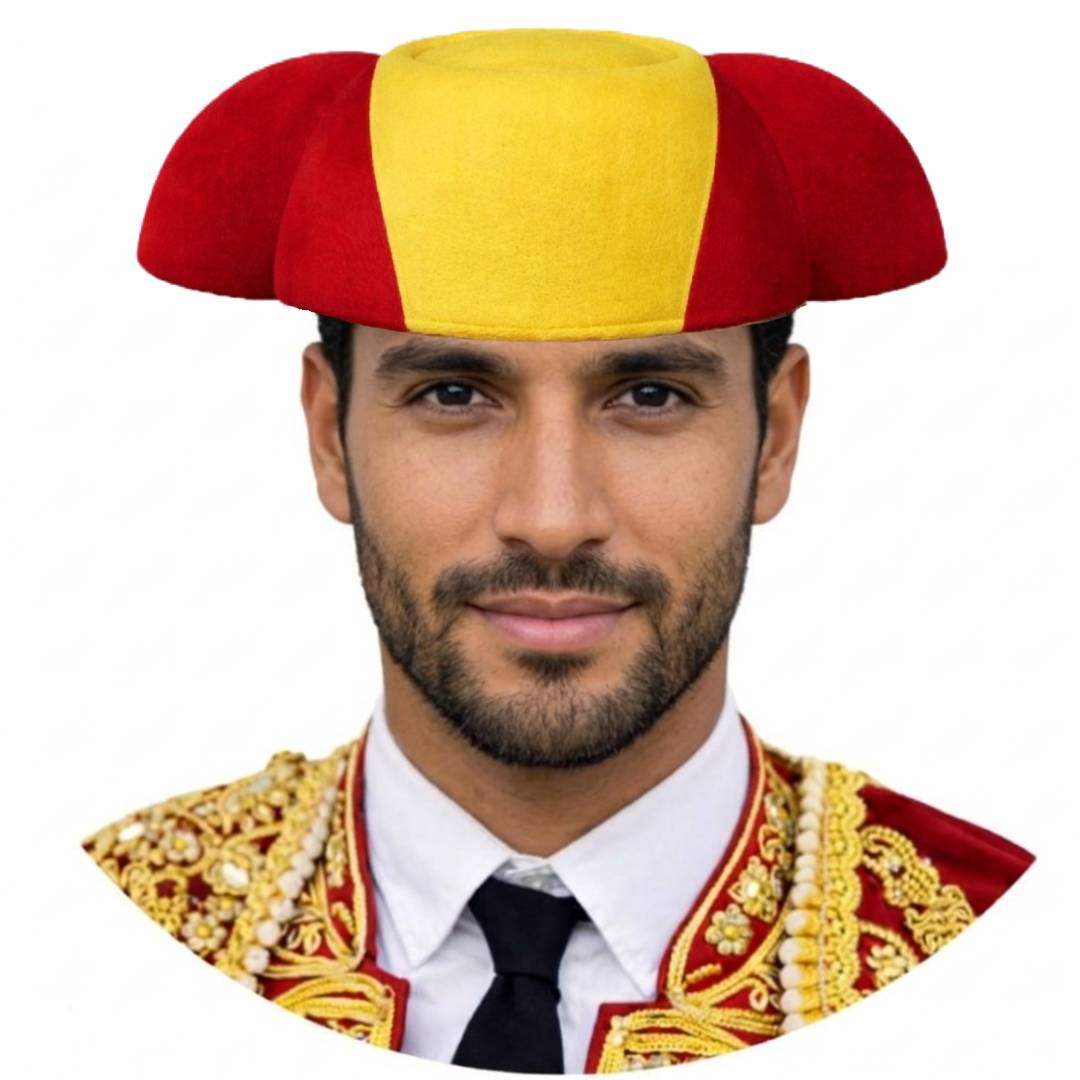 Montera de Torero para Disfraz Adulto - Sombrero Español para Carnaval, Halloween y Fiestas Temáticas