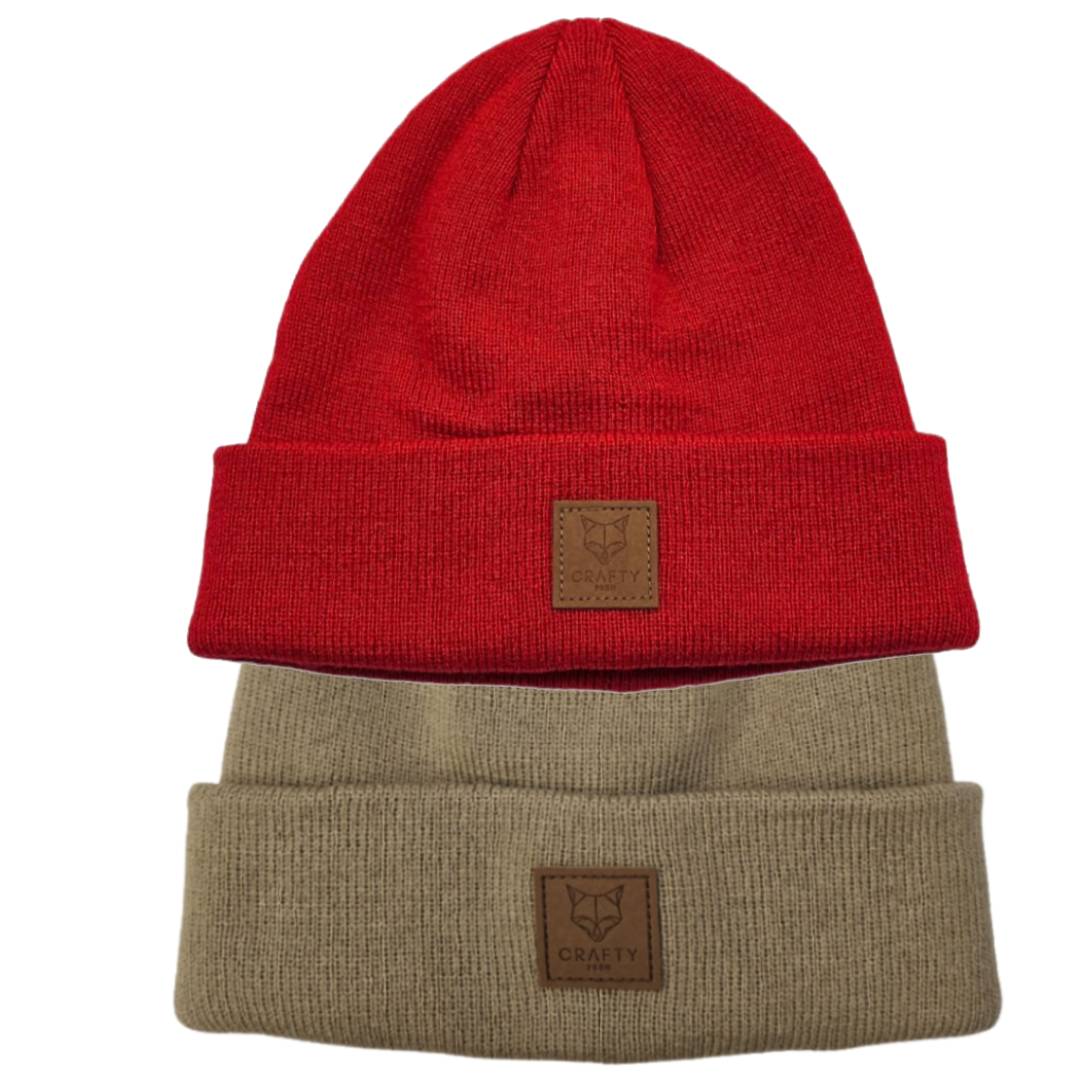 Pack Duo Beanie Estilo Urbano y Calidez Premium. Pack 2 Gorros de Punto Ajustables (Rojo & Beige)