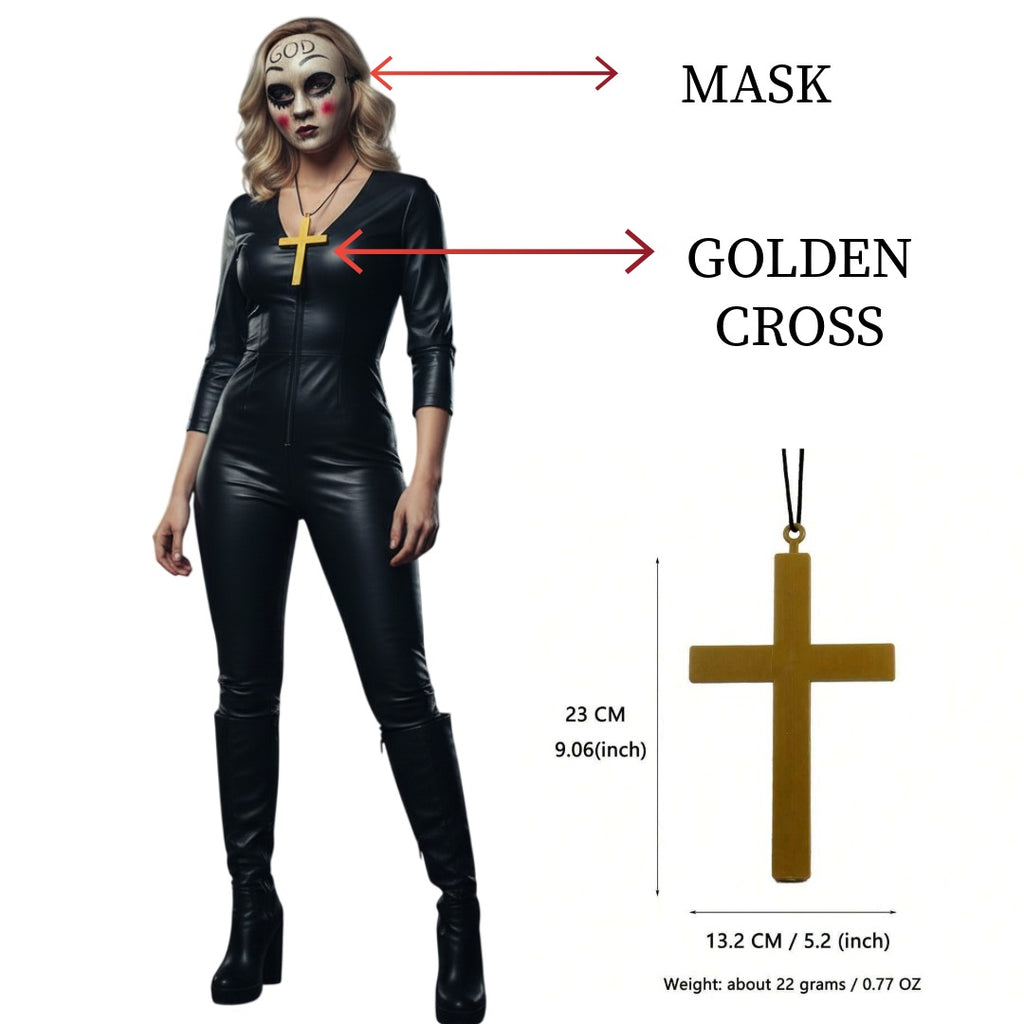 Mascara de la purga Hombre Mujer | Supervivencia Urbana Villanos | Máscara cruz y dios con cruz dorada para parejas Eventos, Fiesta Halloween, Carnaval
