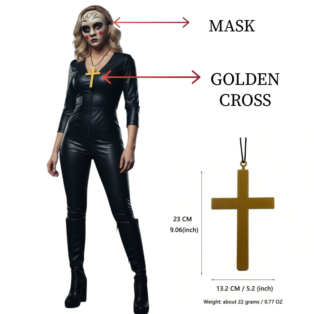 Mascara de la purga Hombre Mujer | Supervivencia Urbana Villanos | Máscara cruz y dios con cruz dorada para parejas Eventos, Fiesta Halloween, Carnaval