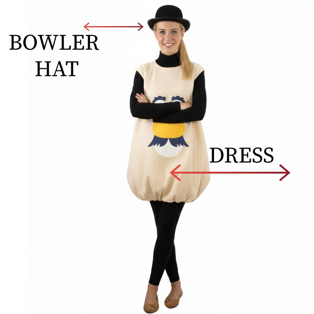 Disfraz de Patata Divertida para Mujer - Traje con Sombrero para Carnaval, Fiesta Halloween | Vestido de personaje animado