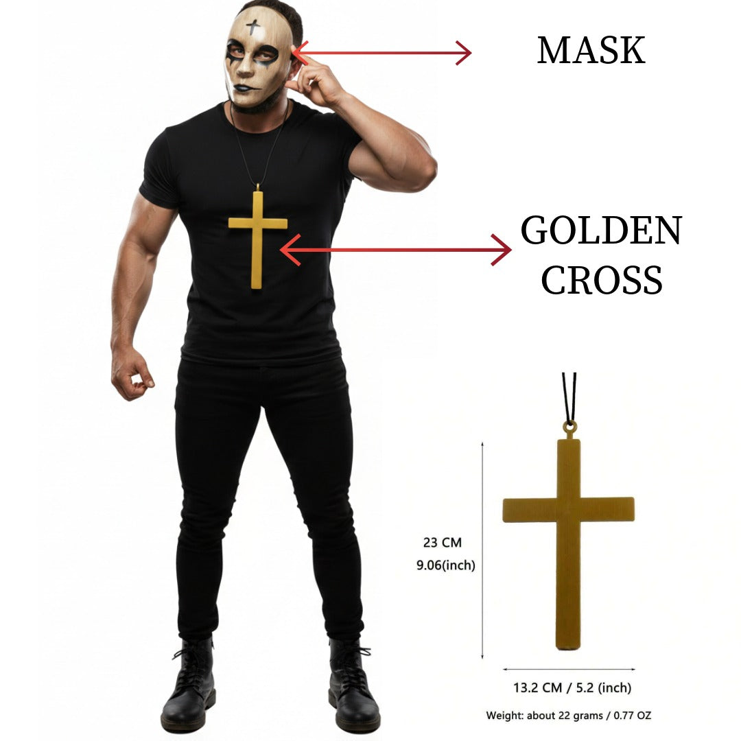 Mascara de la purga Hombre Mujer | Supervivencia Urbana Villanos | Máscara cruz y dios con cruz dorada para parejas Eventos, Fiesta Halloween, Carnaval