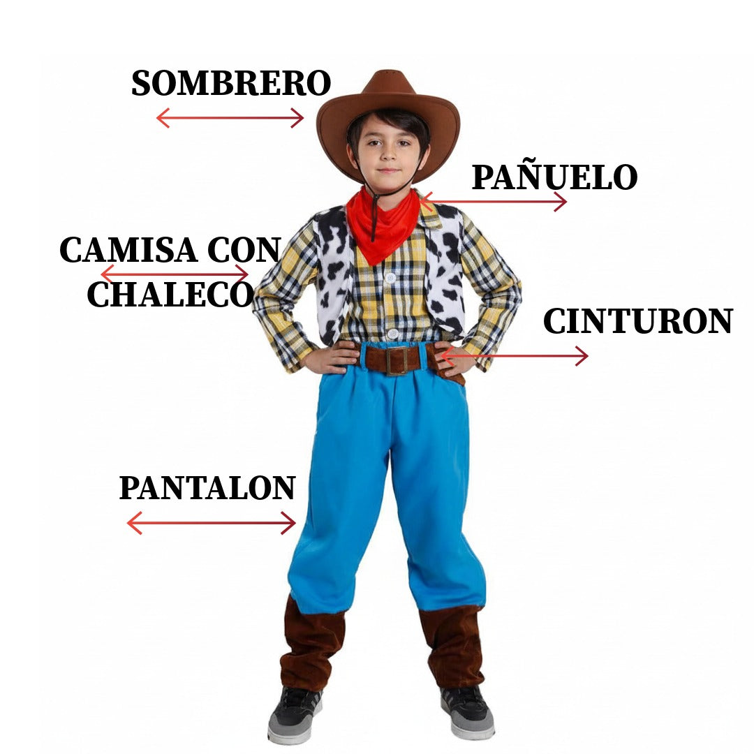 Disfraz Vaquero Niño - Traje Cowboy | Carnaval, Fiestas Infantiles | Aventura y Juego | Talla 3-12 años
