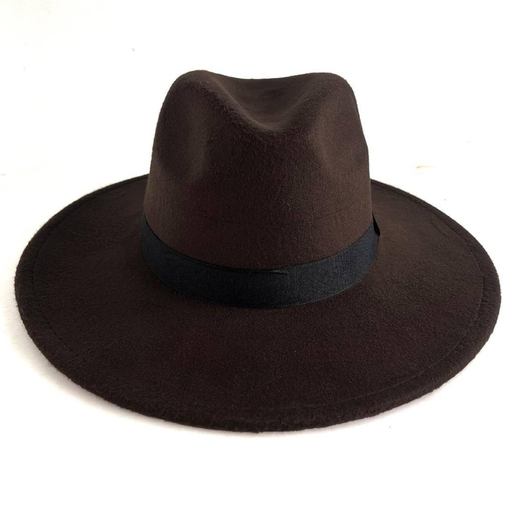 Sombrero Fedora de Ala Ancha Fieltro Marrón Estilo jazz, Panamá Clásico Unisex