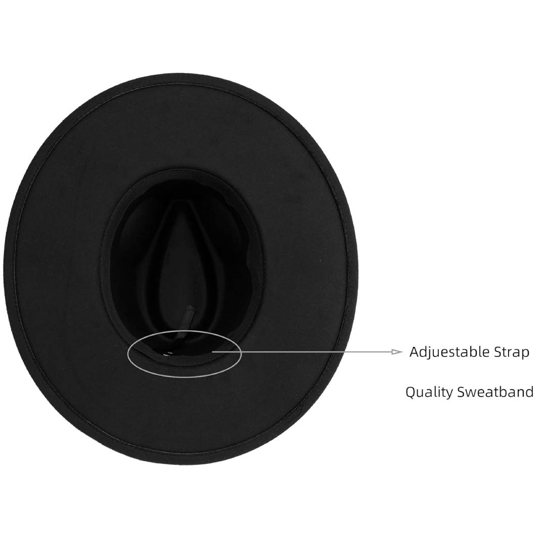Sombrero Fedora Negro de Ala Ancha - Fieltro - Estilo Clásico Unisex