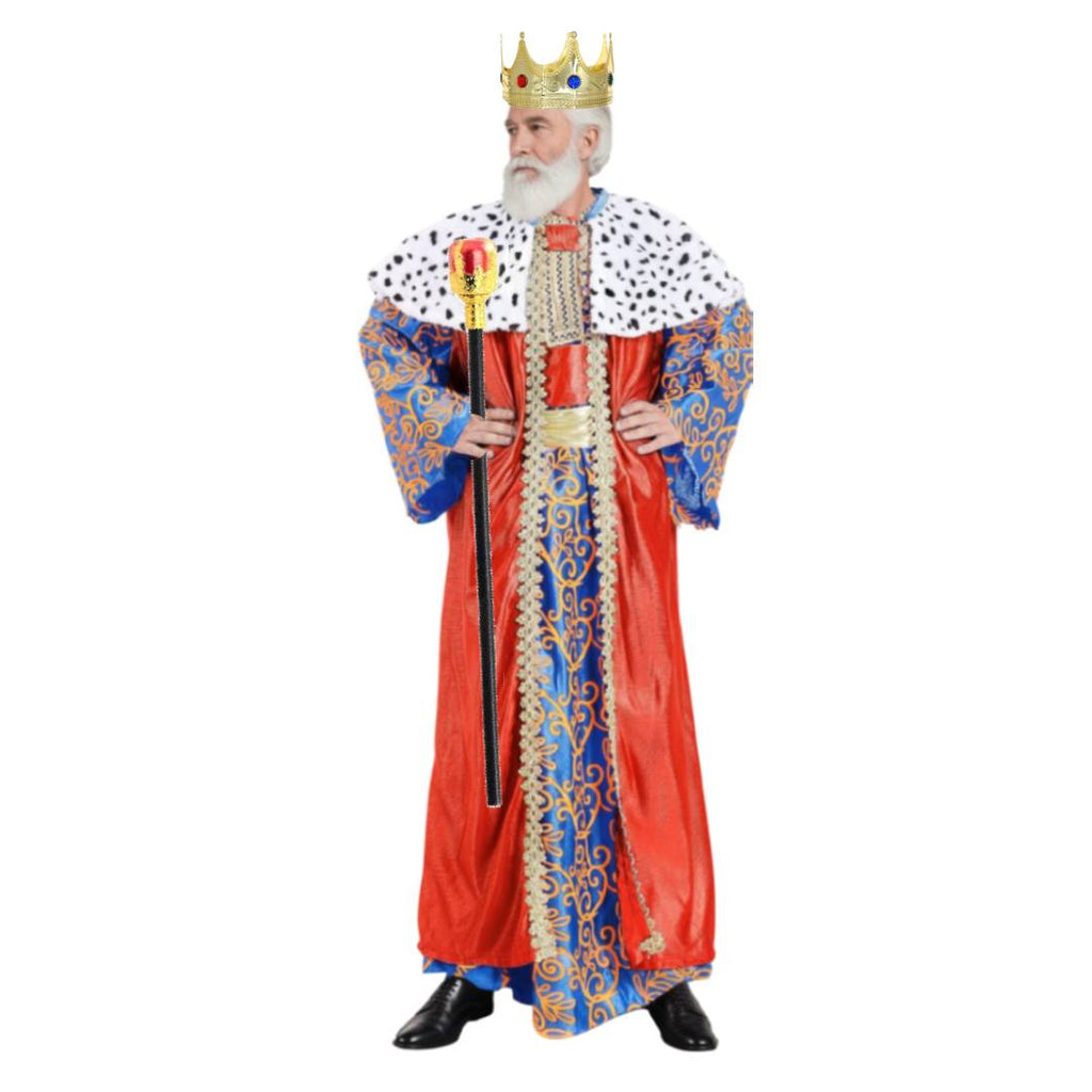 Disfraz Rey Mago Adulto - Traje con Bastón y Corona Dorada | Halloween, Carnaval