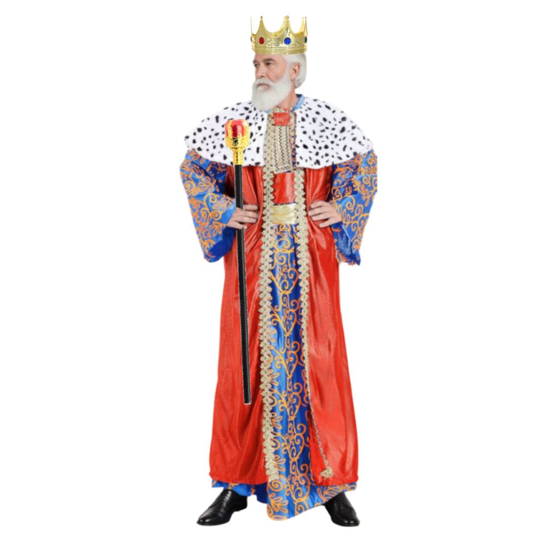 Disfraz Rey Mago Adulto - Traje con Bastón y Corona Dorada | Halloween, Carnaval