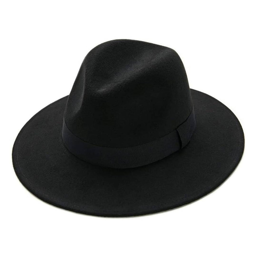 Sombrero Fedora Negro de Ala Ancha - Fieltro - Estilo Clásico Unisex