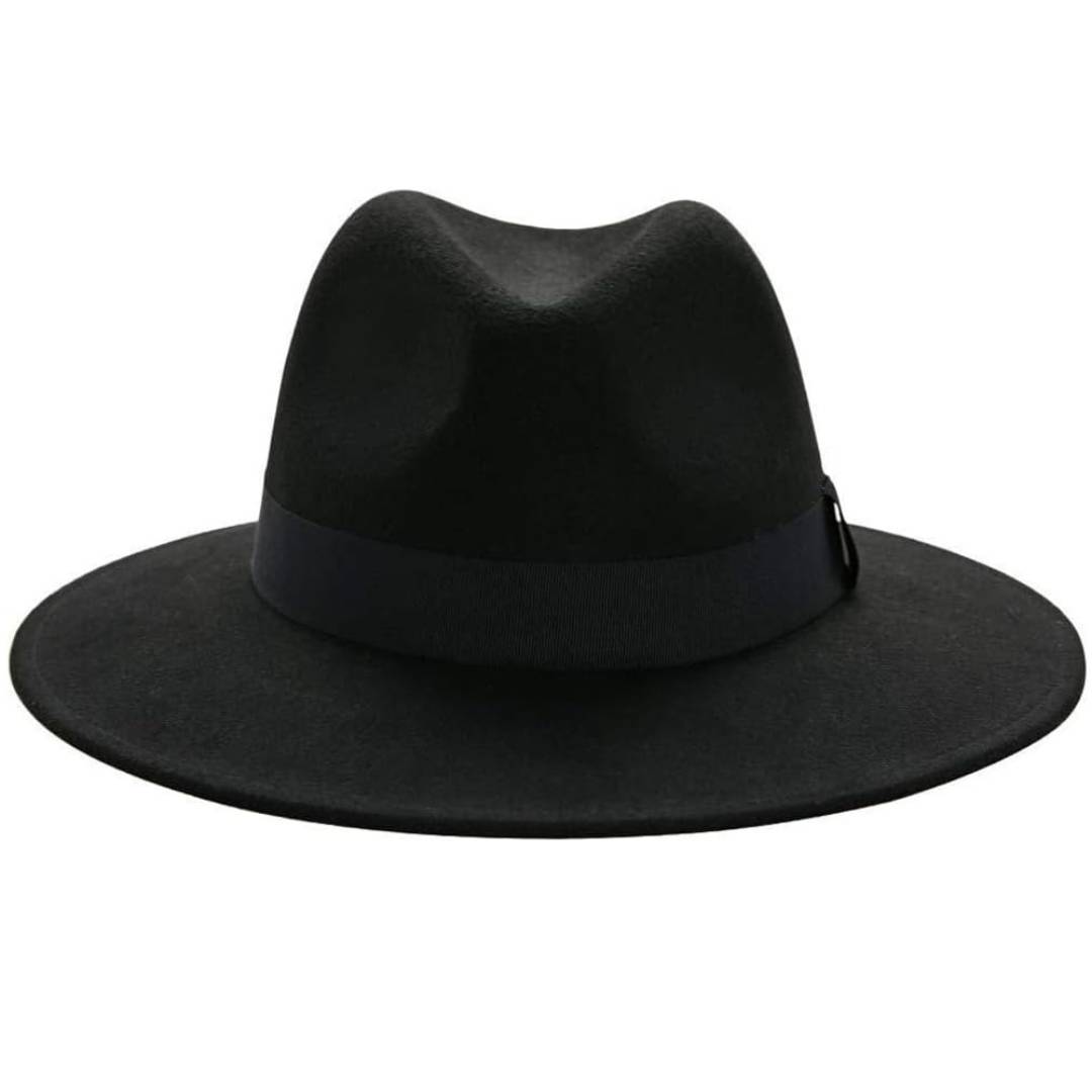 Sombrero Fedora Negro de Ala Ancha - Fieltro - Estilo Clásico Unisex