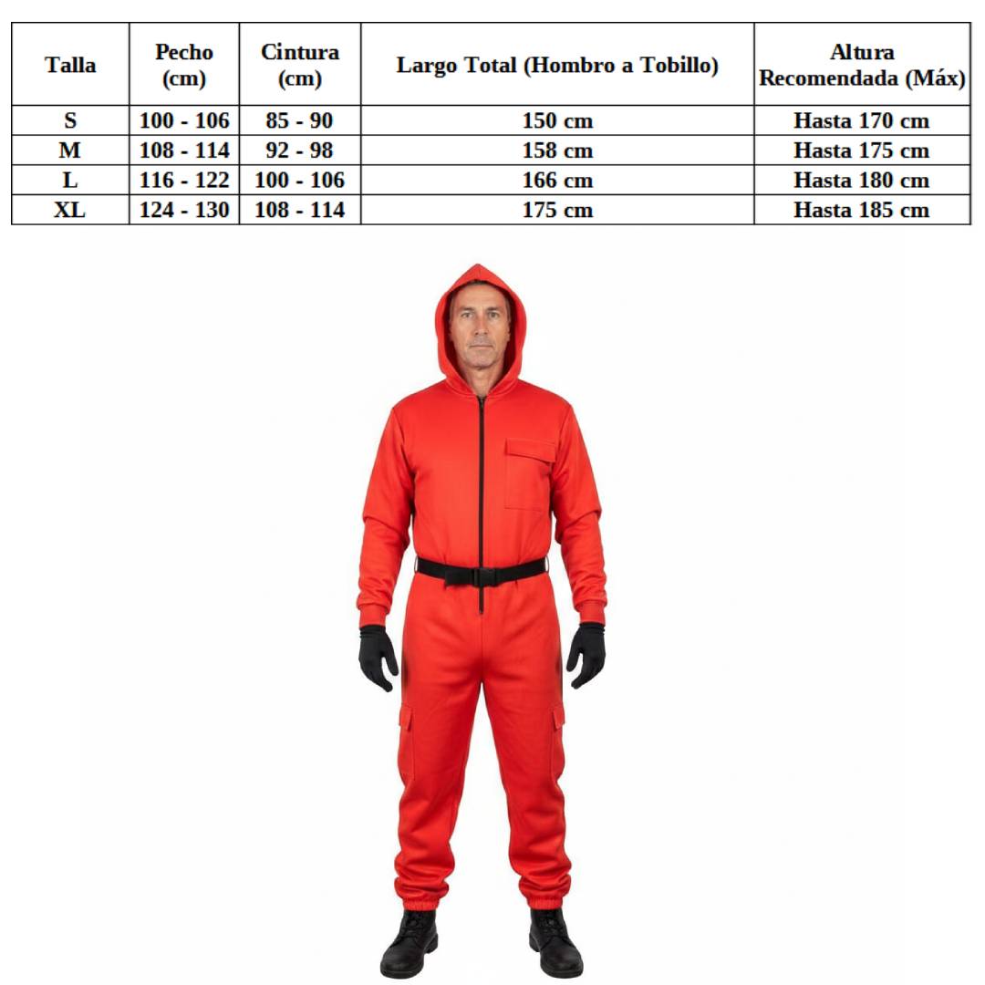 Disfraz Guardián Rojo Soldado Adulto - Mono con Capucha y Máscara Triangular | Carnaval y Fiestas | Talla M-L-XL