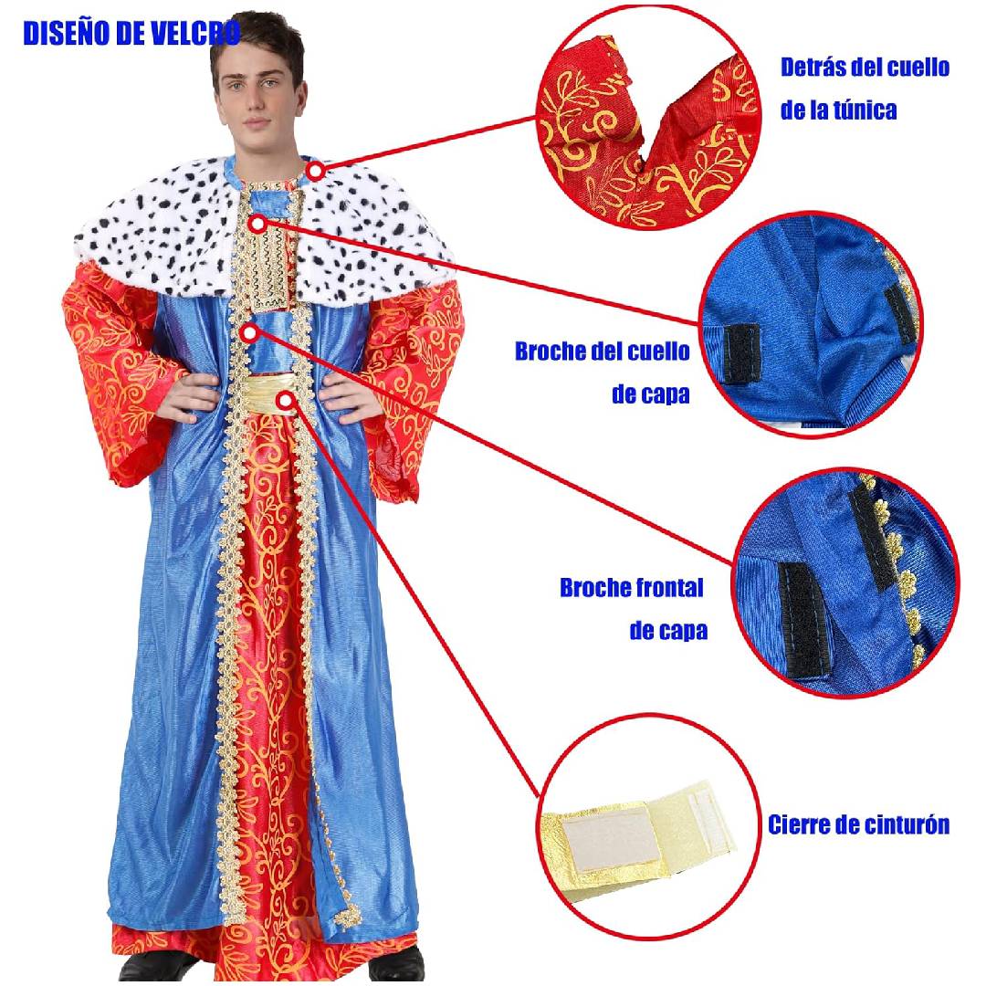 Disfraz Rey Mago Elegante - Traje con Bastón y Corona para Adulto | Halloween, Carnaval