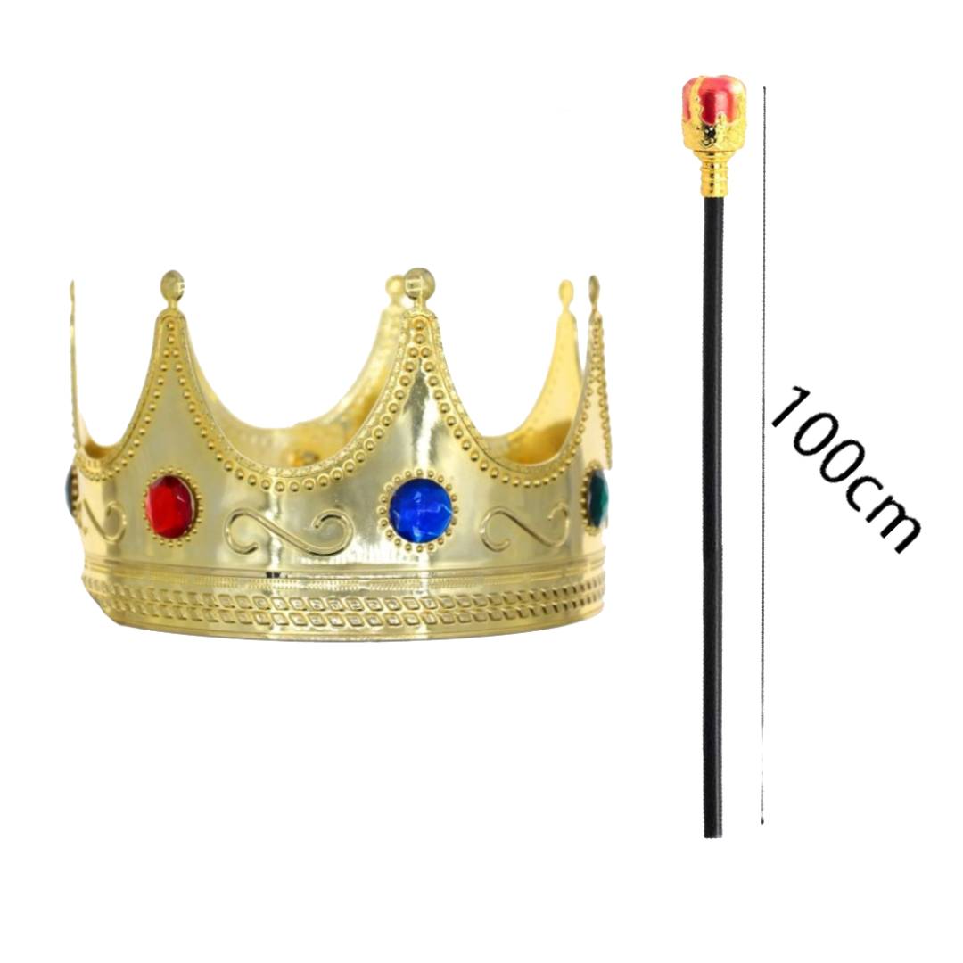Disfraz Rey Mago Elegante - Traje con Bastón y Corona para Adulto | Halloween, Carnaval