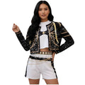 Disfraz de Estrella Pop para Mujer Conjunto 3 Piezas Chaqueta Brillante Top y Pantalón Corto Talla Única S/M Fiesta