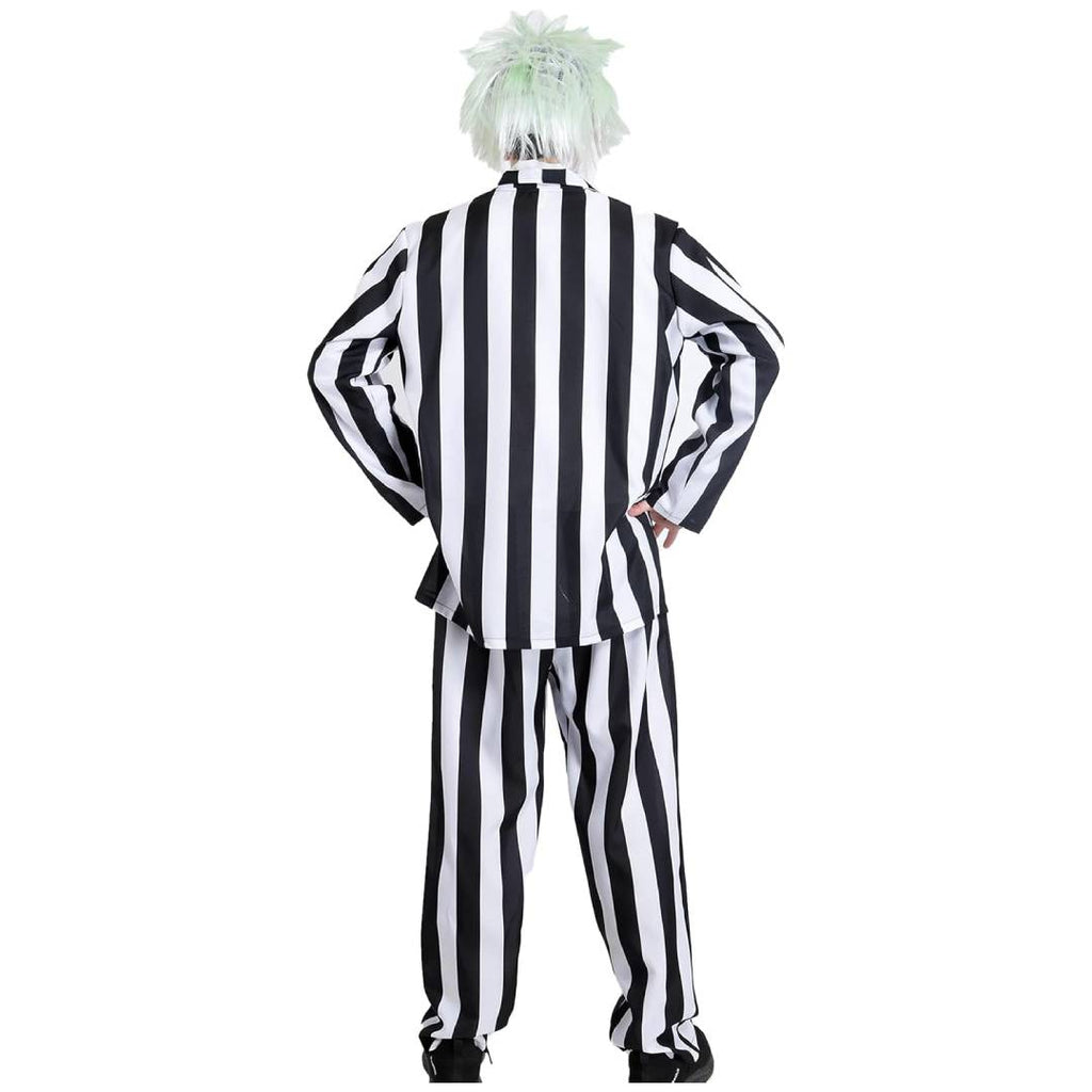 Disfraz de Fantasma a Rayas para Hombre: Traje de Carnaval y Halloween con Peluca, Tallas M-XL, Set Completo 3 Piezas