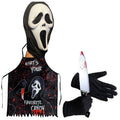 Disfraz de Asesino de Terror para Adulto - Kit Completo de Halloween: Máscara de Grito, Delantal Sangriento, Cuchillo y Guantes - Talla Única Hombre para Carnaval y Fiestas Temáticas
