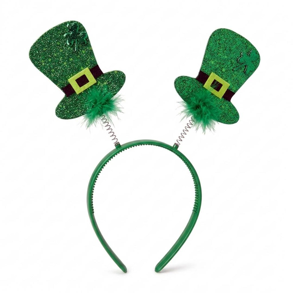 Pack 12 Diademas San Patricio - Sombreros de Duende con Brillo y Muelle | Accesorios Photocall St. Patrick's Day | Talla Única Ajustable Verde