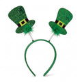 Pack 12 Diademas San Patricio - Sombreros de Duende con Brillo y Muelle | Accesorios Photocall St. Patrick's Day | Talla Única Ajustable Verde