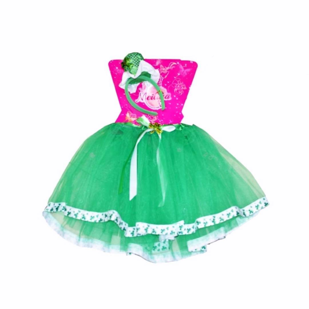 Lote 12 Disfraces Económicos: Tutú Verde + Diadema con Brillo. Pack Fiesta Grupal San Patricio / Carnaval.