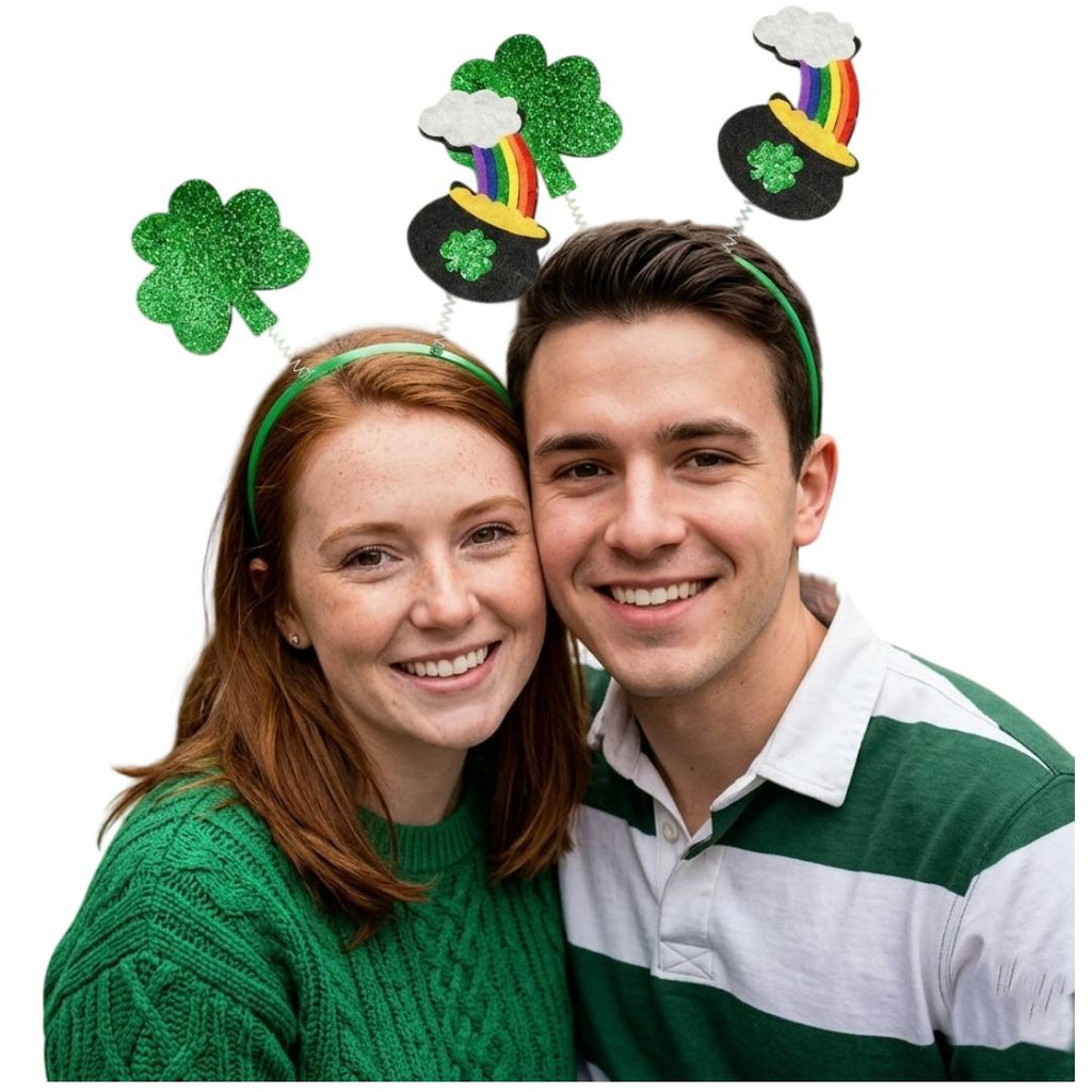 Pack 12 Diademas San Patricio - Accesorio de Disfraz Trébol y Caldero Arcoíris - Complemento Fiesta Temática, Carnaval y Photocall - Talla Única Ajustable (12 Unidades)