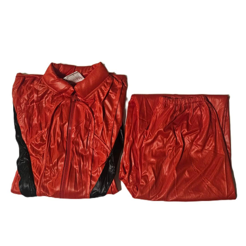 Disfraz de Cantante Estrella del Pop 80s | Chaqueta y Pantalón Rojo para adulto Talla Única M/L
