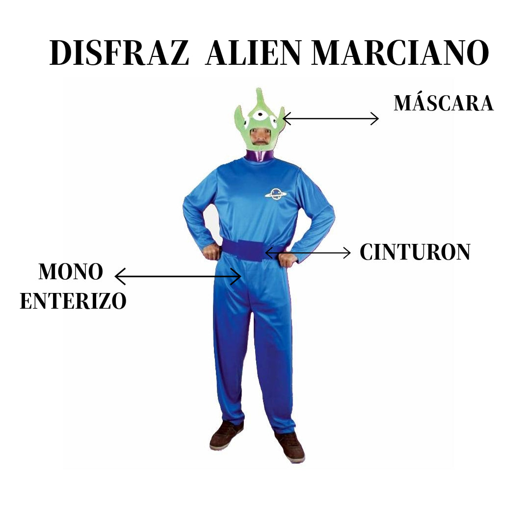 Disfraz de Alíen Galáctico Marciano Adulto - Traje Espacial Completo para Carnaval y Fiesta Halloween