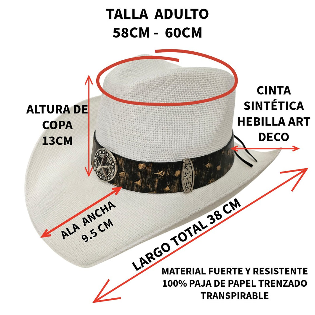 Sombrero Cowboy Estilo Western Norteño Gorro de lujo para Hombre y Mujer Outfit de Festival Vaquero Country