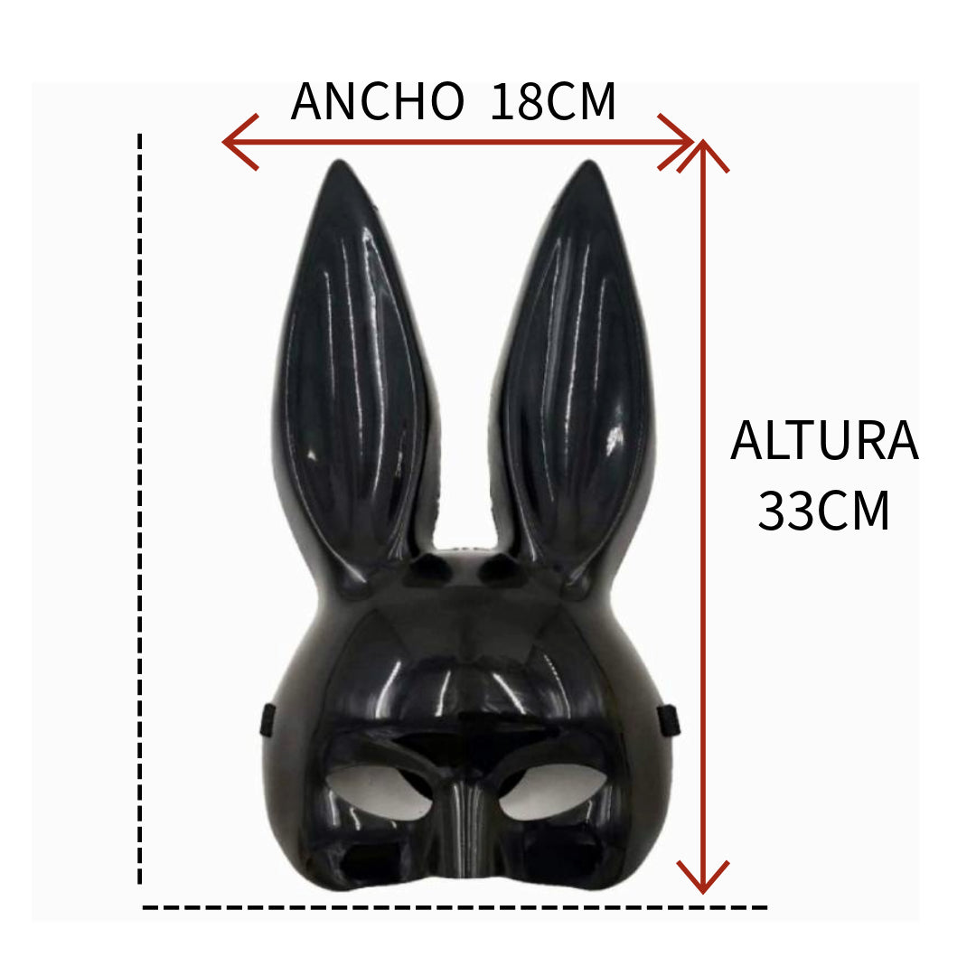 Disfraz Coneja Sexy Mujer - Vestido Negro para la Noche, Máscara y Pajarita - Halloween, Carnaval, Show Baile.