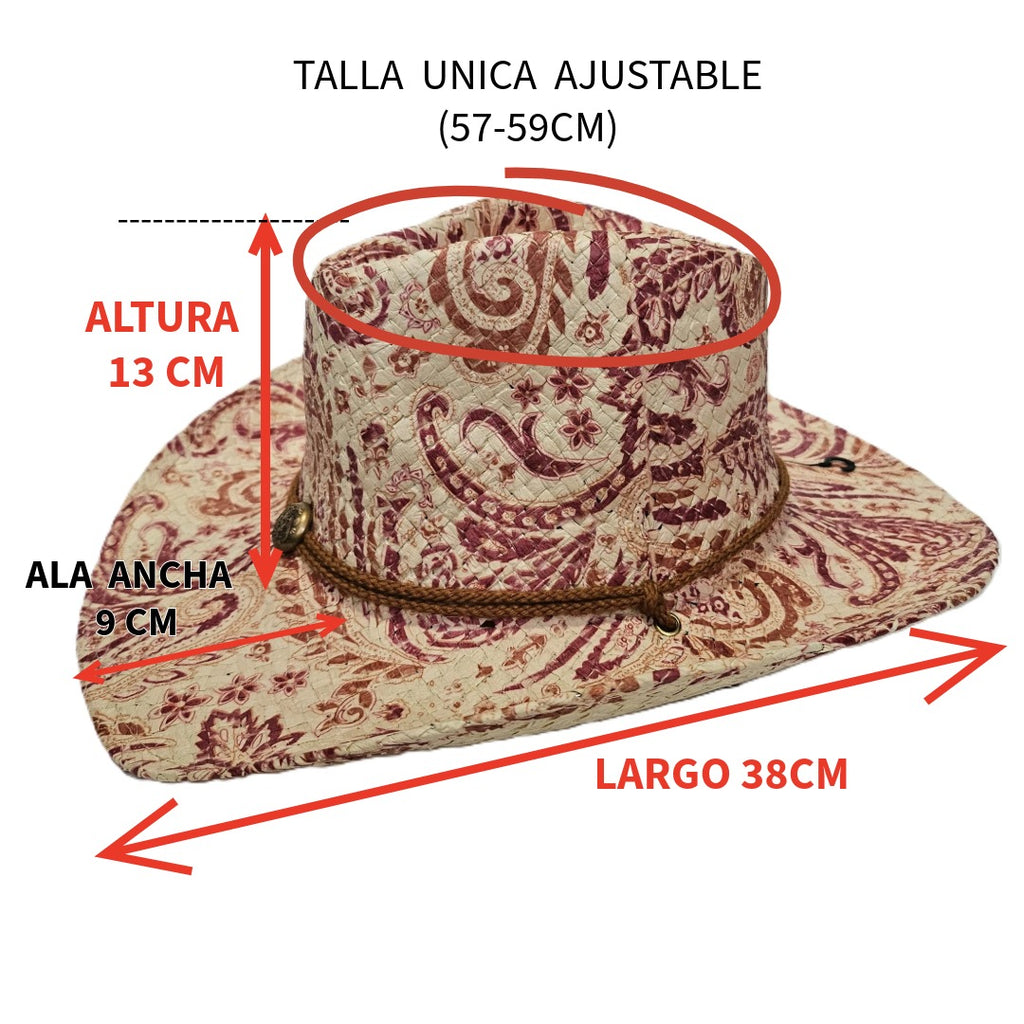 Sombrero de Paja Vaquero Verano Unisex – Sombrero Tejano Playa Ajustable (Talla Única 57-59cm) Estilo Cowboy con Ala Ancha 9cm para Hombre y Mujer