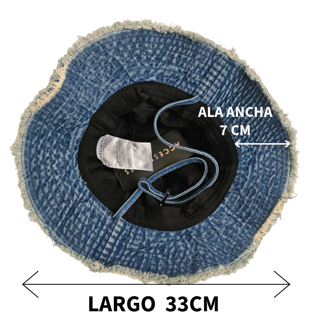 Sombrero Pescador Bucket Hat Denim Premium Ajustable - Gorro Jean Ala Ancha 7cm Algodón 100% Resistente Estilo Retro Urbano Unisex