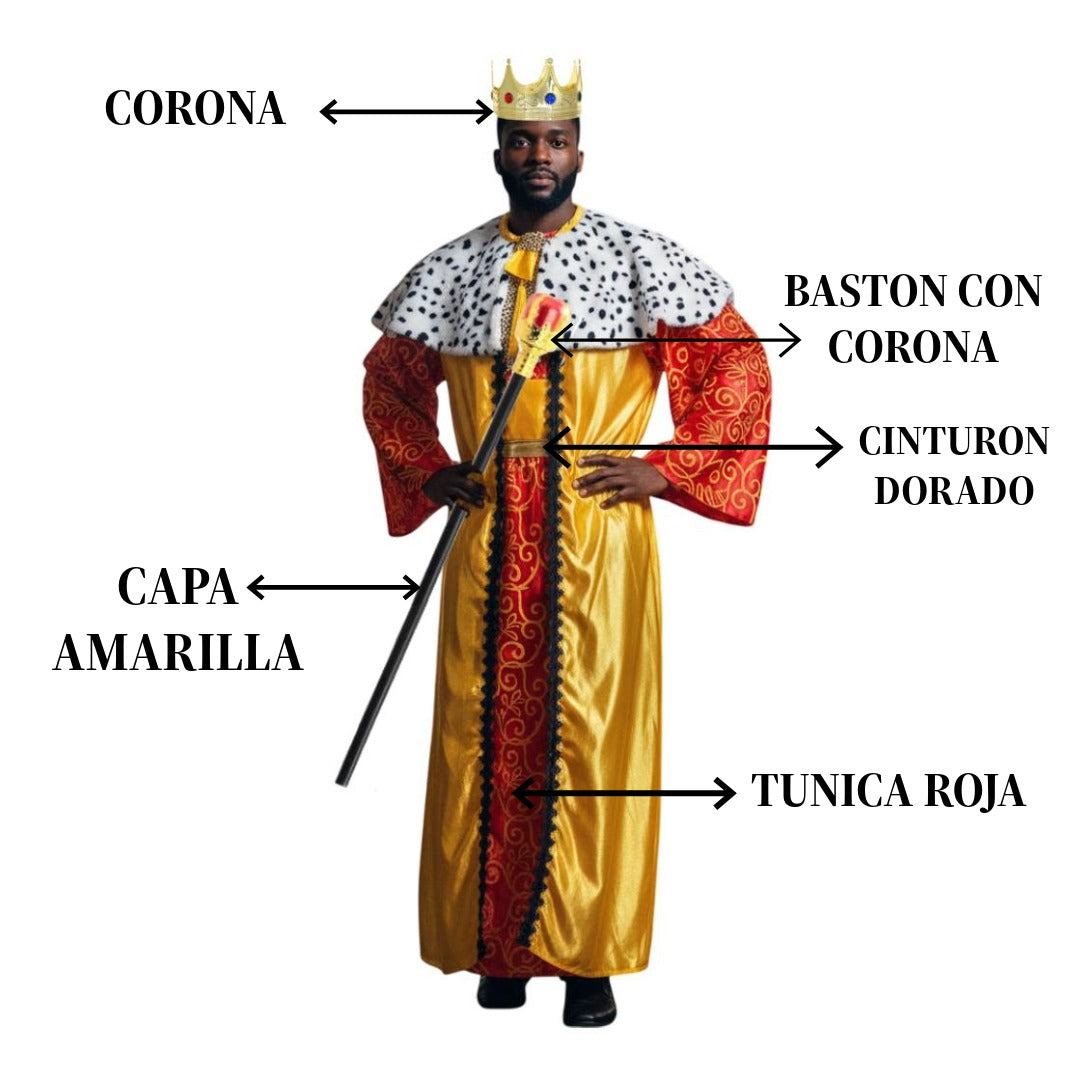 Disfraz Rey Mago Elegante - Traje. Corona y Bastón para Adulto | Halloween, Carnaval