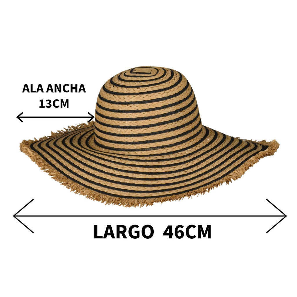 Pamela de Paja Ala Ancha 13cm para Mujer, Sombrero Sol Playa y Disfraz Temático, Calidad Premium Talla Única Ajustable