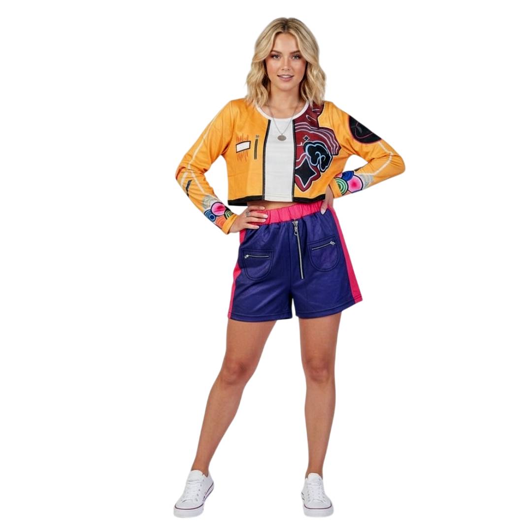 Disfraz K-Pop Mujer Adulta Traje Cantante Pop Coreano 2 Piezas Chaqueta Amarilla y Pantalón Fiesta Carnaval Halloween