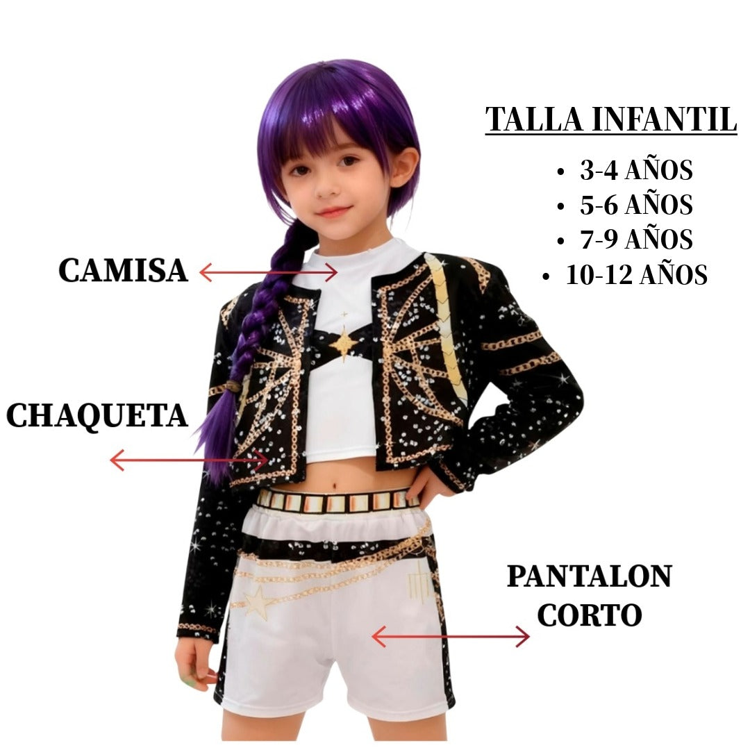 Disfraz K-Pop para Niña Traje Musical de 3 Piezas Estilo Idol Coreana con Chaqueta y Pantalón (Tallas 3-12 Años)