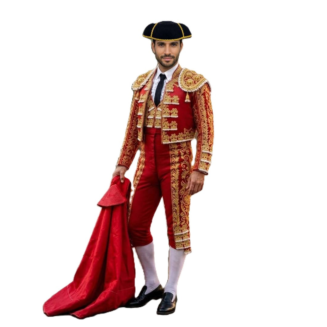 Kit Torero para disfraz Capote Rojo (145x70cm) + Montera a Elegir | Sombrero Talla única Adulto Carnaval, Teatro y Eventos