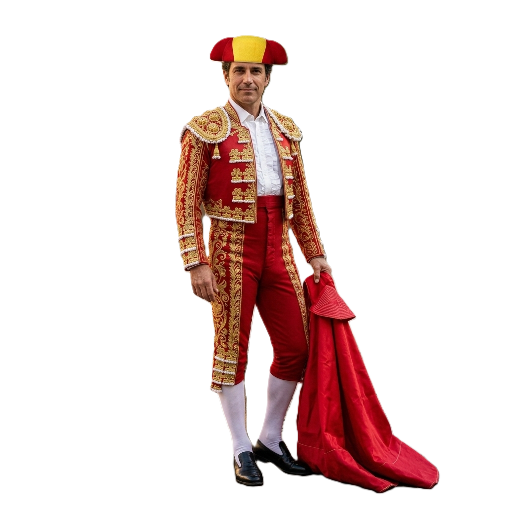 Kit Torero para disfraz Capote Rojo (145x70cm) + Montera a Elegir | Sombrero Talla única Adulto Carnaval, Teatro y Eventos