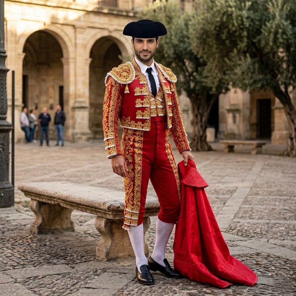 Kit Torero para disfraz Capote Rojo (145x70cm) + Montera a Elegir | Sombrero Talla única Adulto Carnaval, Teatro y Eventos