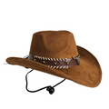 Sombrero Vaquero Estilo Western de Ala Ancha - Sombrero Cowboy de Gamuza Sintética Ajustable para Adulto - Accesorio Premium para Carnaval, Halloween y Eventos Temáticos - Marrón Rústico