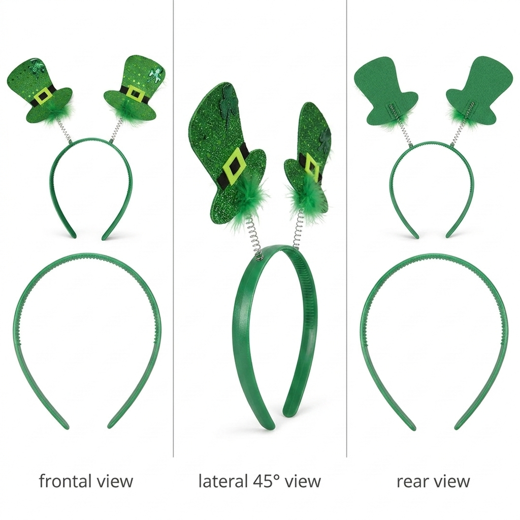 Pack 12 Diademas San Patricio - Sombreros de Duende con Brillo y Muelle | Accesorios Photocall St. Patrick's Day | Talla Única Ajustable Verde