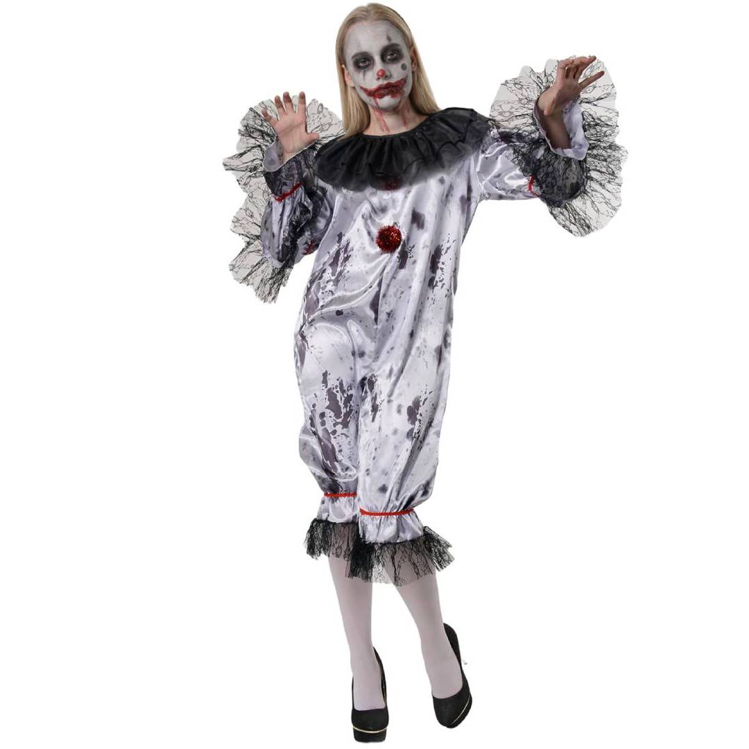 Disfraz de Payasa Asesina para Mujer - Mono Enterizo de Terror para Halloween y Carnaval - Tallas S M L