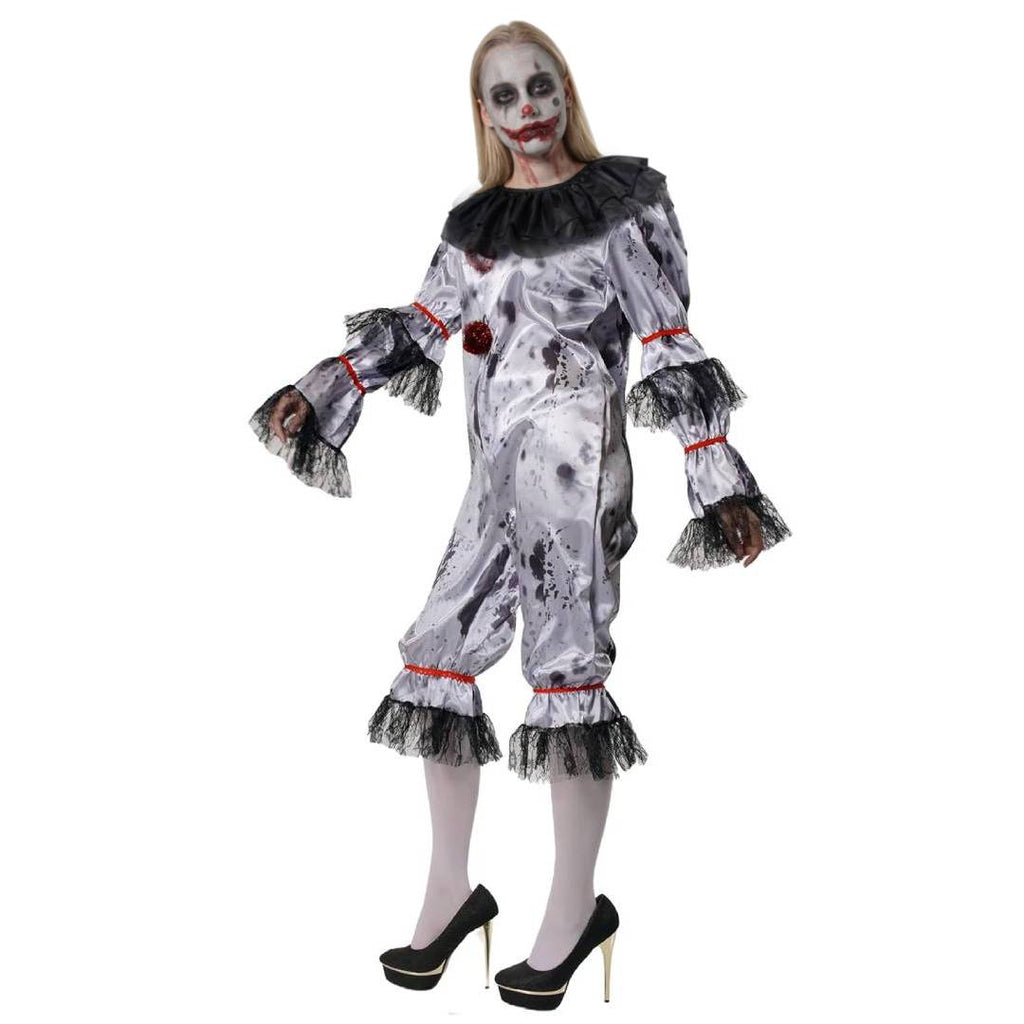 Disfraz de Payasa Asesina para Mujer - Mono Enterizo de Terror para Halloween y Carnaval - Tallas S M L