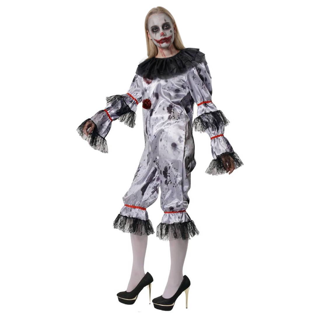 Disfraz de Payasa Asesina para Mujer - Mono Enterizo de Terror para Halloween y Carnaval - Tallas S M L