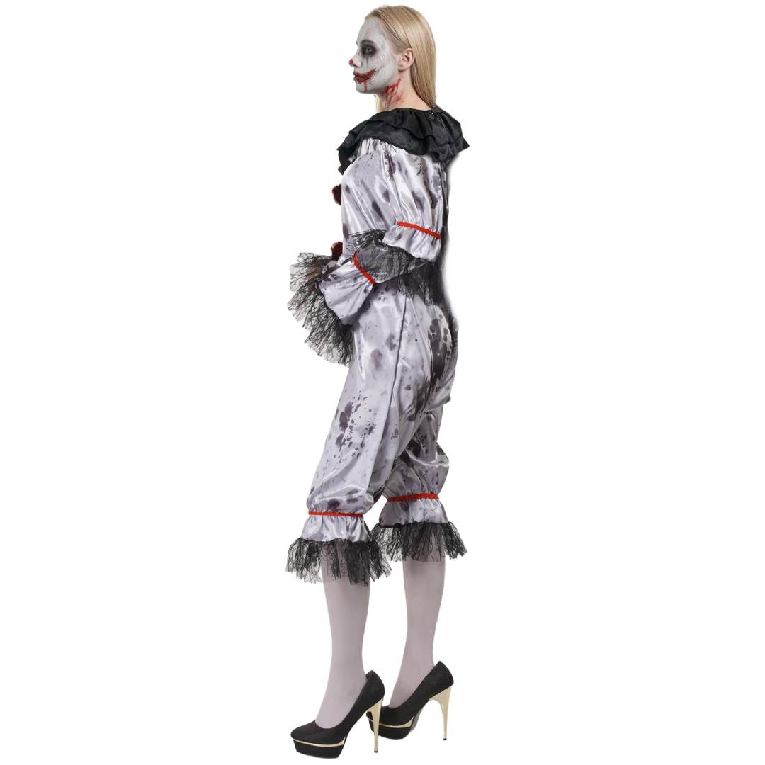 Disfraz de Payasa Asesina para Mujer - Mono Enterizo de Terror para Halloween y Carnaval - Tallas S M L