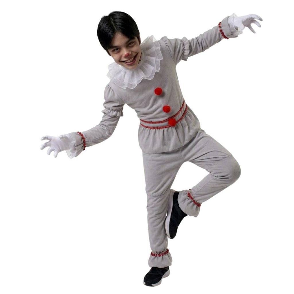 Disfraz Payaso Gris Niño con Cuchillo Falso Carnaval Halloween Fiestas Temáticas Tallas 3-12 Años Completo