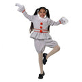 Disfraz de Payaso Siniestro para Niñas, Traje Gris de Terror con Pompones Rojos para Halloween y Carnaval