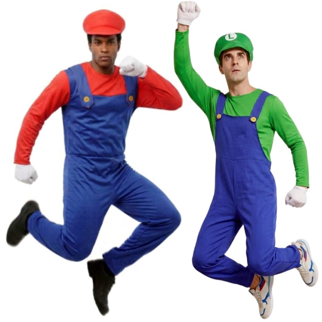 Disfraz de Fontanero Clásico para Adulto - Mono Azul con Gorra y Guantes | Ideal Carnaval, Halloween y Cosplay - Tallas S-XL