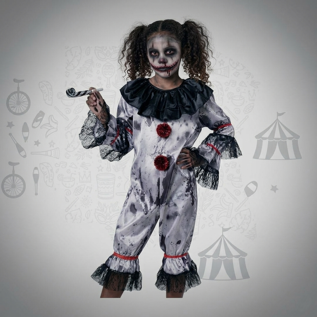 Disfraz de Payaso de Terror para Niños - Mono Enterizo para Halloween y Carnaval, Tallas 3-12 Años