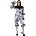 Disfraz de Payasa Asesina Terror para Mujer - Mono Satinado con Cuchillo Falso Halloween y Carnaval Talla S-M-L
